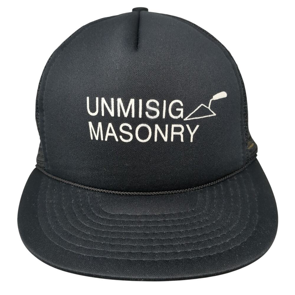 Unmisig Masonry Snapback Trucker Hat Black OS Rope Designer Award Headwear
